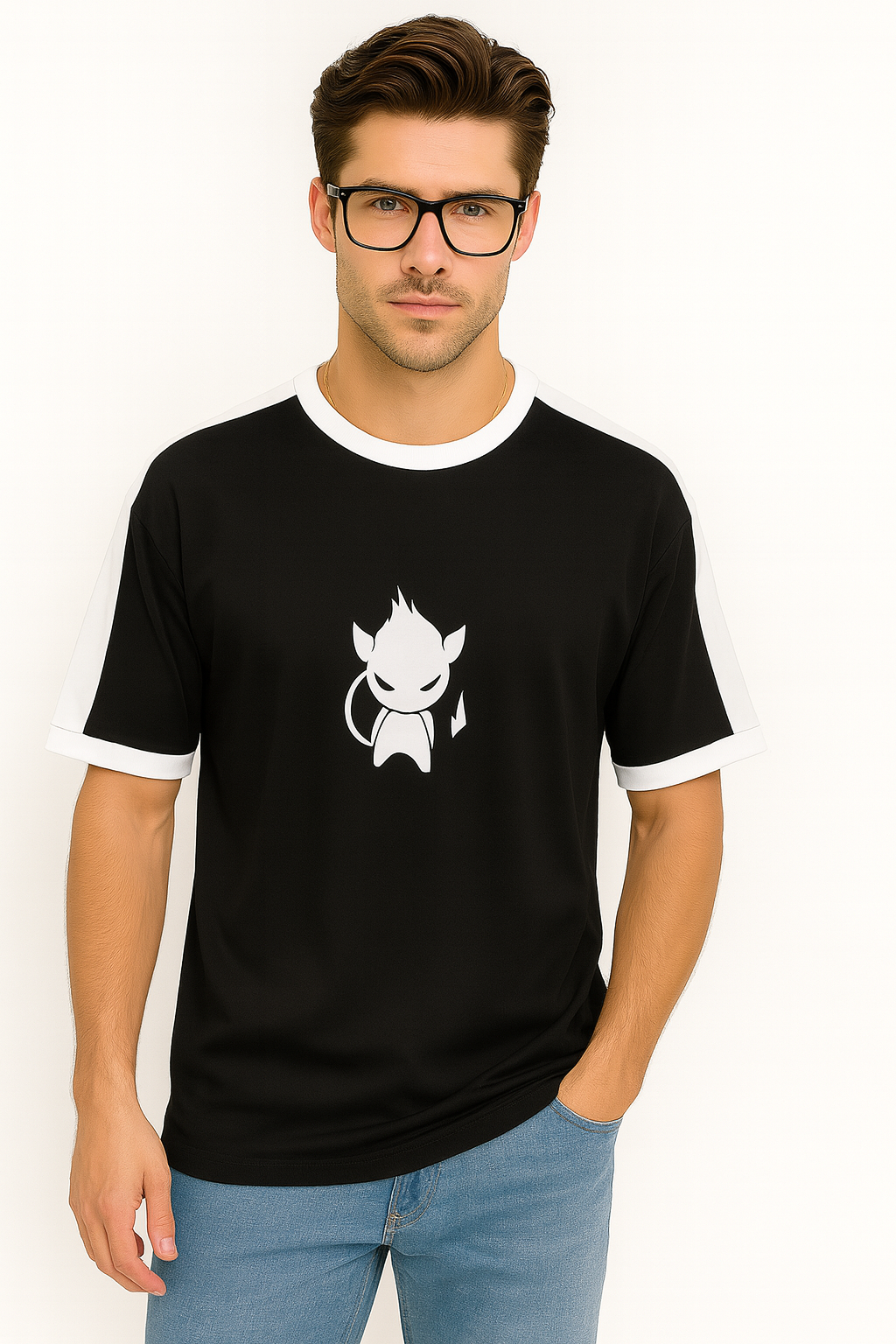 DEVIL FLAME DROP SHOULDER TEE