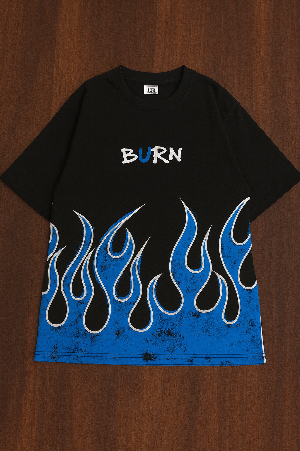 BURN FIRE PRINTED DROP SHOULDER TEES