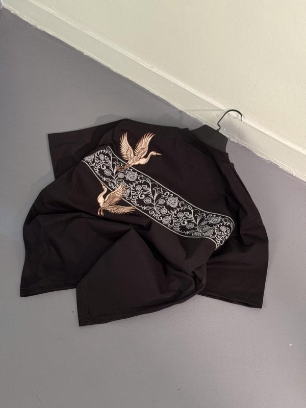 “ FLY HIGH “Embroidered drop shoulder tees
