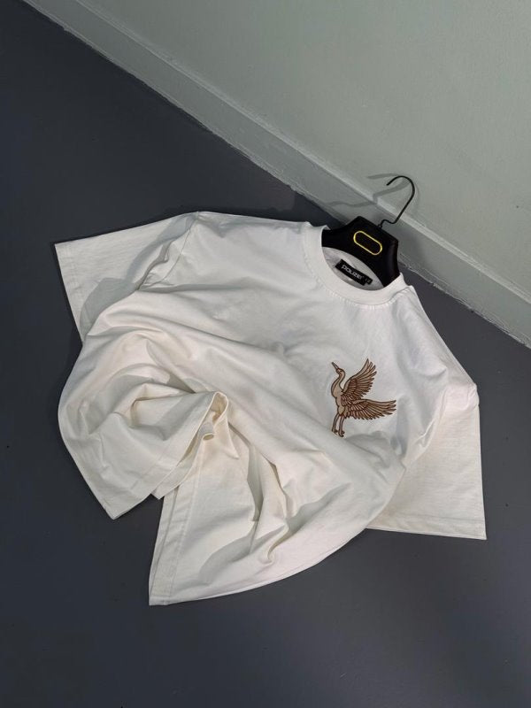 “ FLY HIGH “Embroidered drop shoulder tees
