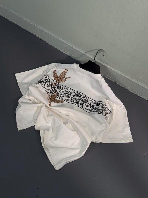 “ FLY HIGH “Embroidered drop shoulder tees